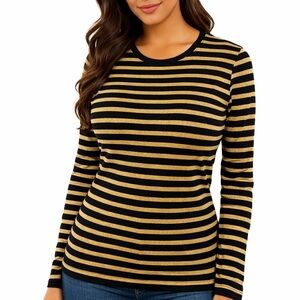 Ralph Lauren Black and Gold Striped Long Sleeve Crewneck